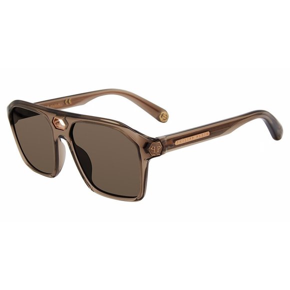 PHILIPP PLEIN SUN SPP072M Sunglasses SHINY-TRANSP.BROWN-09X8 57mm